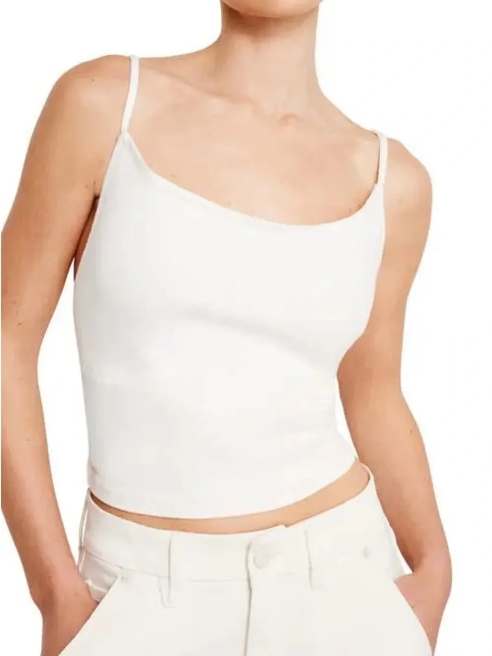 GOOD AMERICAN Tie Back Denim Crop Camisole - Picture 2 of 5